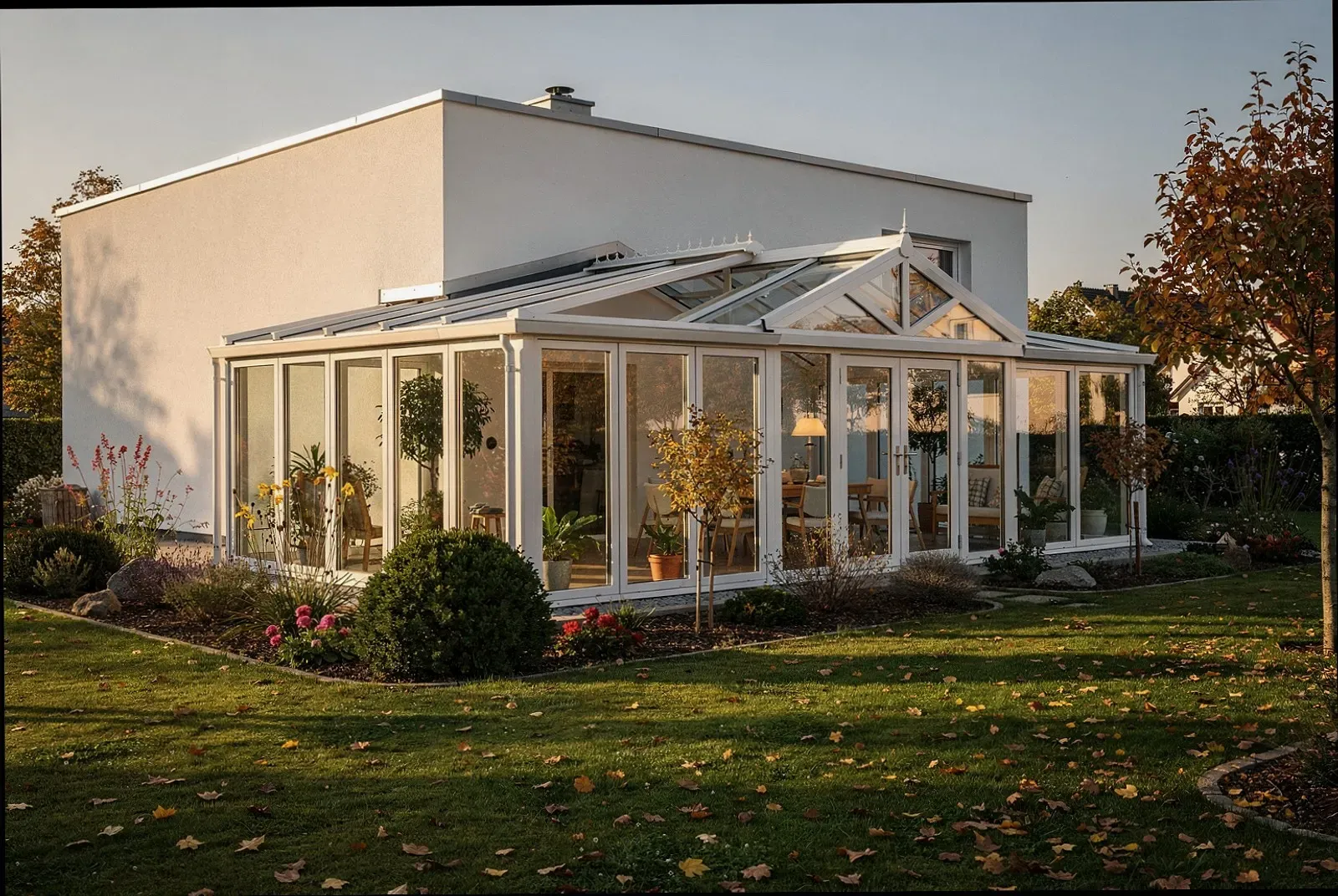 Wintergarten mit Aluminiumprofilen an einem Wohnhaus in Gütersloh